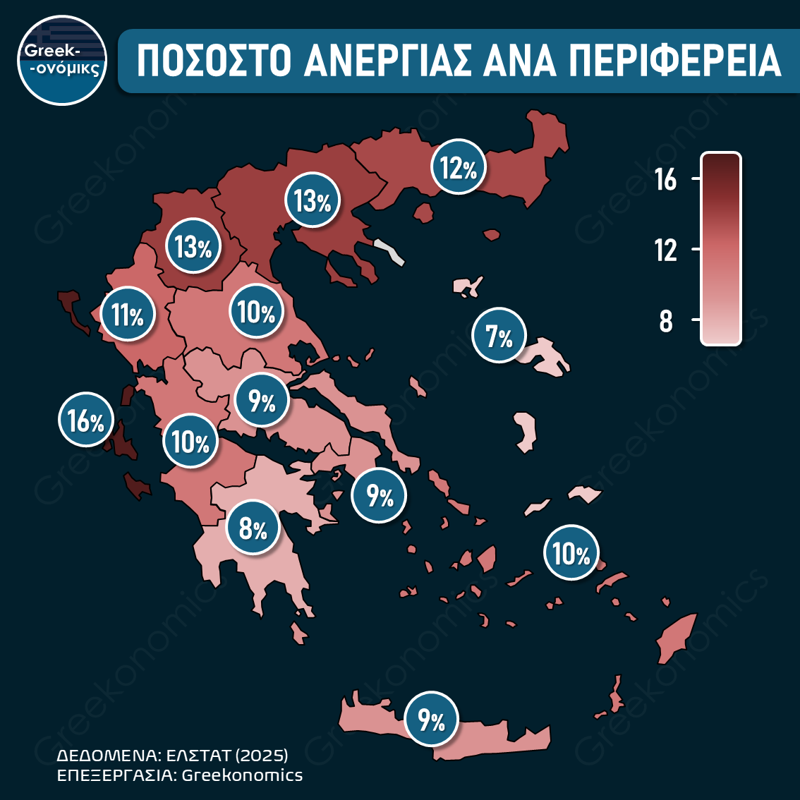 ΠΟΣΟΣΤΟ ΑΝΕΡΓΙΑΣ ΑΝΑ ΠΕΡΙΦΕΡΕΙΑ